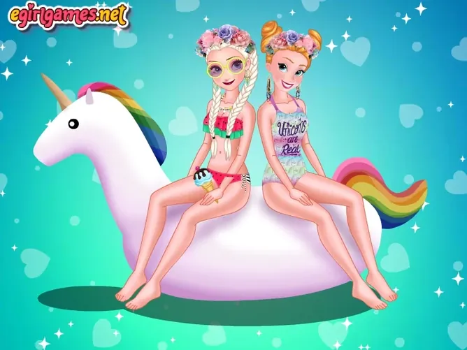 Elsa And Anna Pool Party